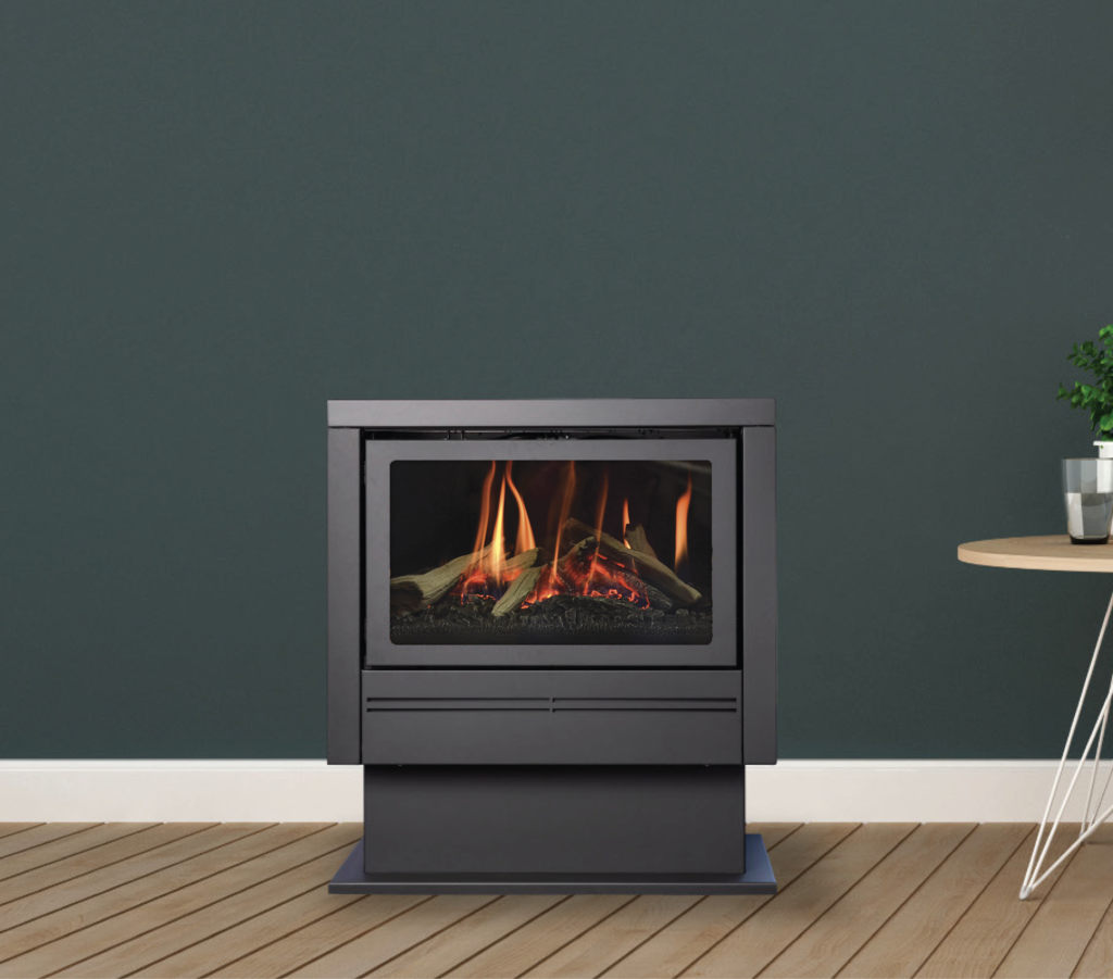 Coonara Royal Freestanding Square Pedestal Gas Log Fire Rinnai Gas Log Fires, Heating & Hot